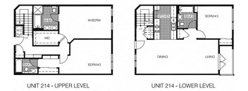 A floor plan shows the layout of two levels of a unit, with labeled rooms such as "WC" and "DINING".