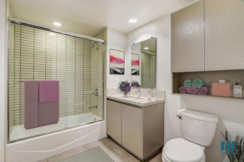 Bathroom with Shower-Bath with Cabinet Storage
