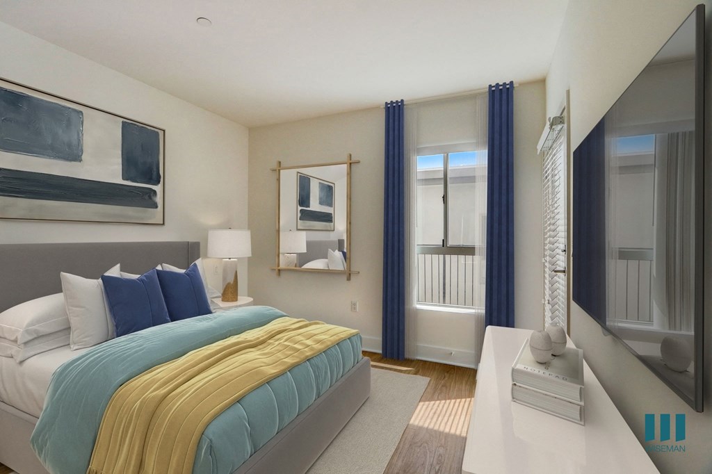 Bedroom with Vinyl Flooring and Patio