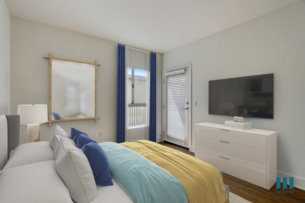 Bedroom with Vinyl Flooring and Patio