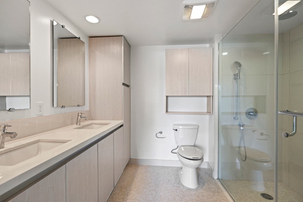 Master Bathroom with Double-Sink Vanity and Large-Size Walk-In Shower