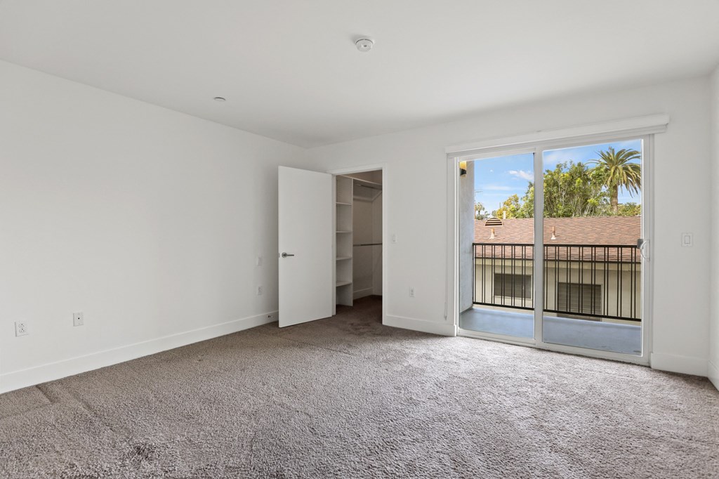 Bedroom with Walk-In Closet and Patio