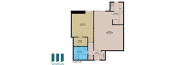 a floor plan of a 95 sq ft floor plan with a bedroom and a bathroom
