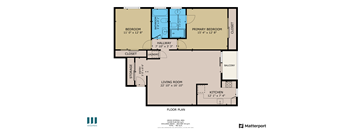 a floor plan of a home with a bedroom and a living room