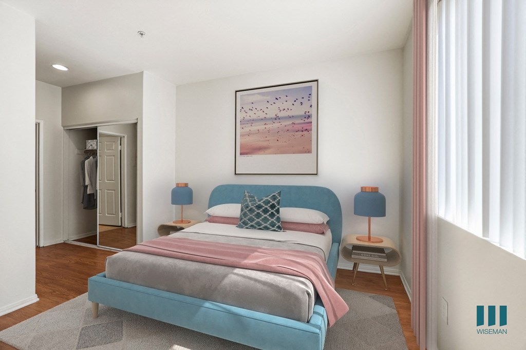 Bedroom with Vinyl Flooring and Large-Size Windows