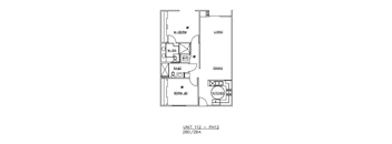 A floor plan of a 2 Bedroom/2 Bathroom unit.