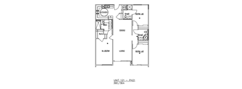 A drawing of a floor plan for a 3 bedroom 3 bathroom apartment.