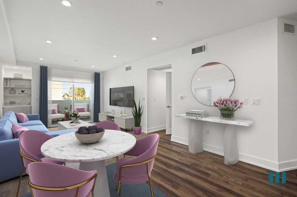 Open-Concept Dining, Living Room, and Patio