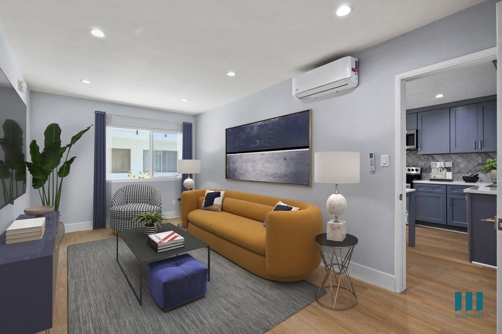 Living Room with Vinyl Flooring and Recessed Lighting