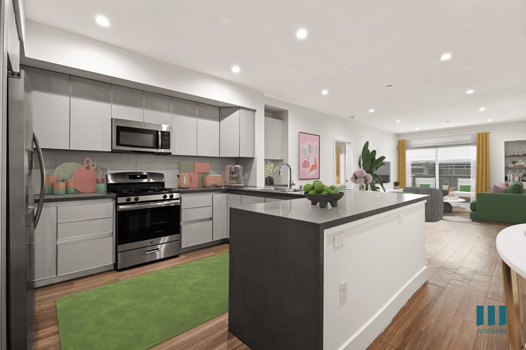 Open-Concept Kitchen with Countertop Bar