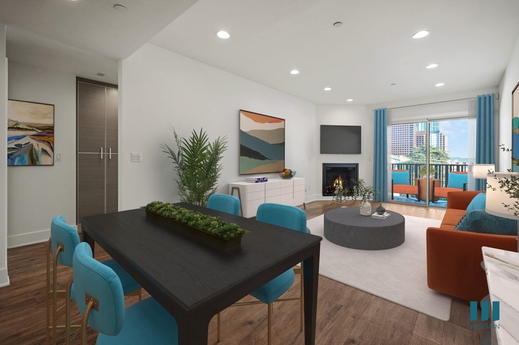 Open-Concept Dining and Living Room Space with a Patio