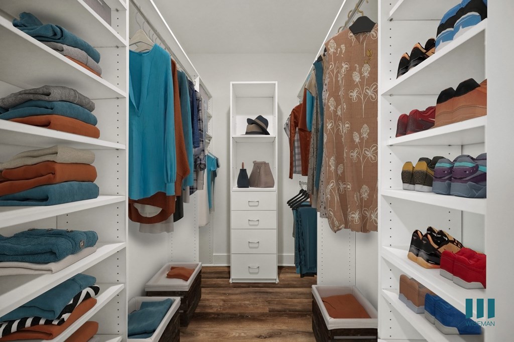 Large-Size Walk-In Closet with Built-In Organizers