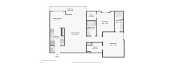 A floor plan of a one bedroom apartment.