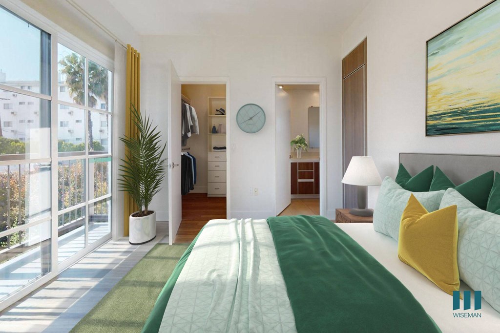 Bedroom with Bathroom, Walk-In Closet with Built-In Organizers, and Balcony with Large-Size Windows