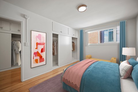Bedroom with Multiple Closets and Built-In Cabinets