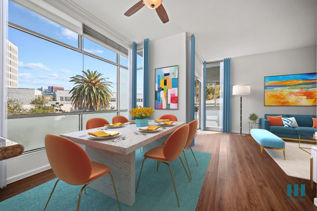 Open-Concept Dining and Living Room and Patio