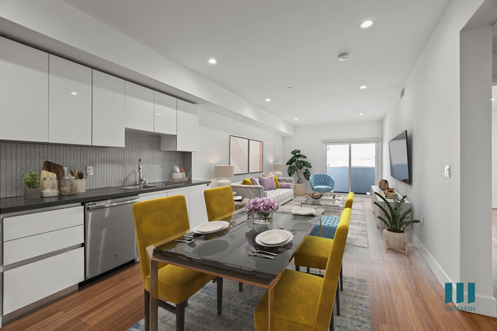 Open-Concept Kitchen, Dining, and Living Room Space