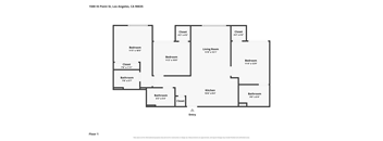 A floor plan of a one bedroom apartment.