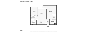 A black and white floor plan of a one bedroom apartment.