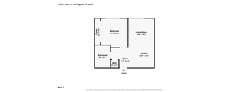 A floor plan of a one bedroom apartment.