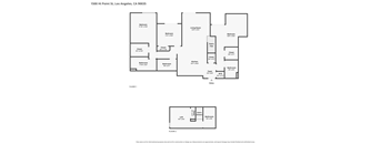A floor plan for a two story building with rooms labeled.
