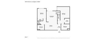 A floor plan of a two-bedroom apartment at 1500 HI Point St, Los Angeles, CA 90035.