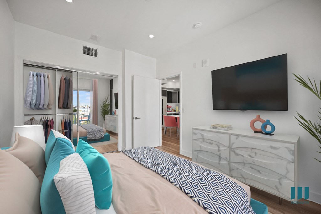 Large-Size Bedroom with a Mirrored CLoset, Recessed Lighting, and Vinyl Flooring - Dunn Floor Plan