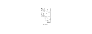A floor plan of a unit with a kitchen, dining area and a bathroom.