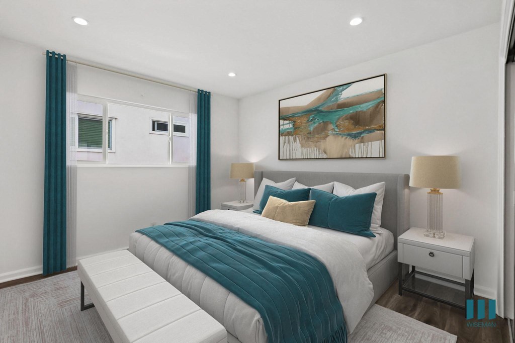 Bedroom with Recessed Lighting and Vinyl Flooring