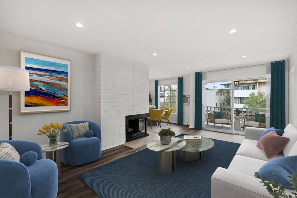 Dining, Living Room, and Patio with Large Windows