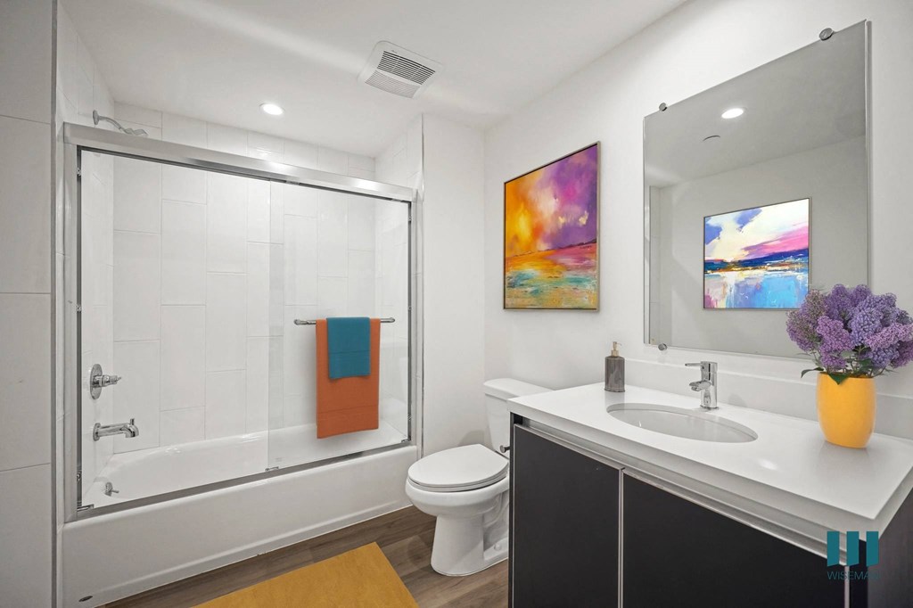 Bathroom with Shower-Bath with a Glass-Door and Vanity Cabinet Storage - Palm Floor Plan