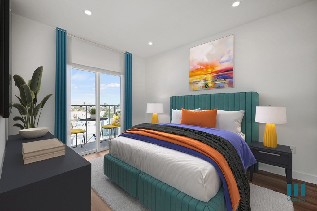 Large-Size Bedroom with Vinyl Flooring, Recessed Lighting, and Patio - Dunn Floor Plan