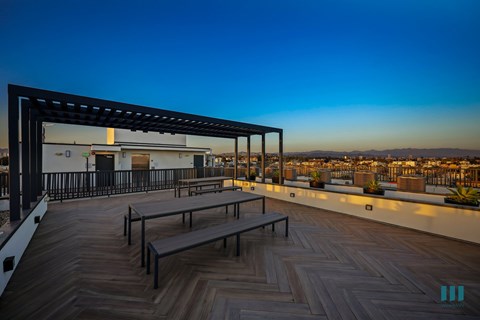 Stunning Views of Sunset from the Rooftop Deck