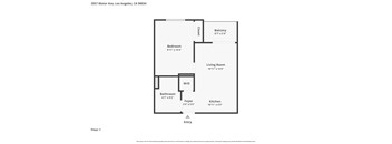 A floor plan of a one bedroom apartment.
