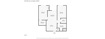 A floor plan of an apartment at 3557 Motor Ave, Los Angeles, CA 90034.