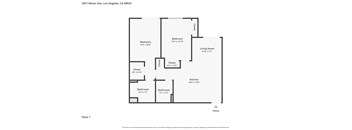 A floor plan of an apartment at 3557 Motor Ave, Los Angeles, CA 90034.