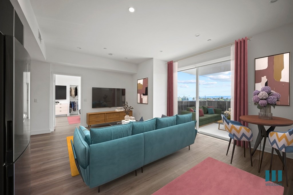 Bright Living Room with Vinyl Flooring, Recessed Lighting, and Large-Size Patio - Sherman Floor Plan