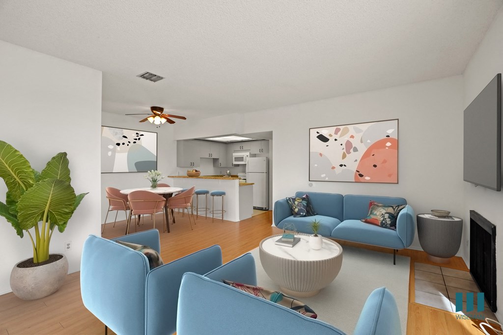 Spacious Dining and Living Room with Vinyl Flooring