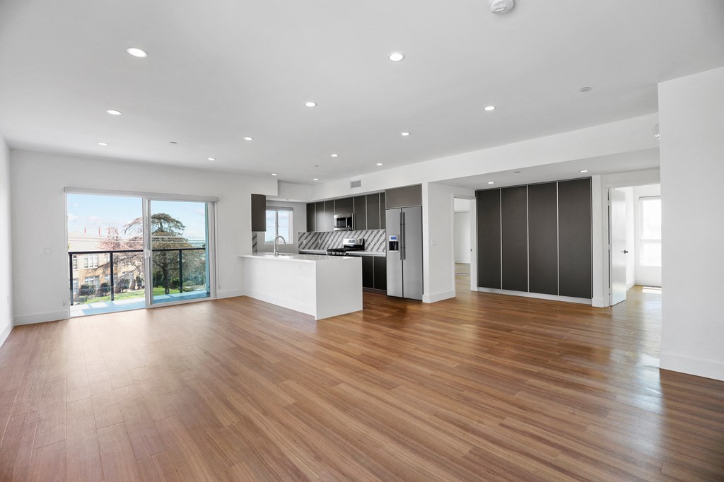Kitchen, Dining, and Living Room Area with Patio