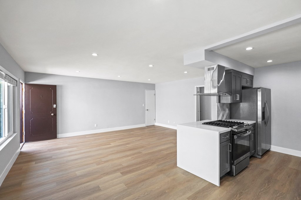 Kitchen, Dining, and Living Room Space