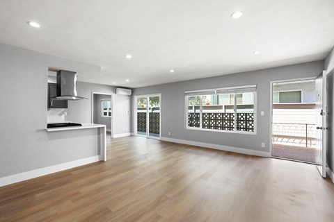 Open-Concept Kitchen, Dining, and Living Room Spaces