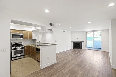 Open-Concept Kitchen, Dining, and Living Room Area