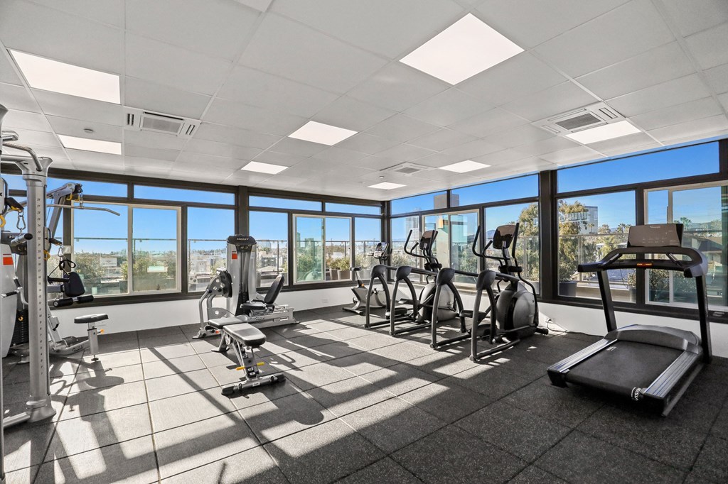 Extensive Fitness Center Located on the Rooftop of Santa Monica Breeze by Wiseman