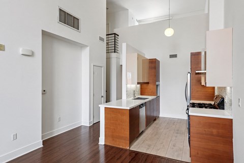 Open-Concept Floor Plans with High Ceilings and Vinyl Flooring