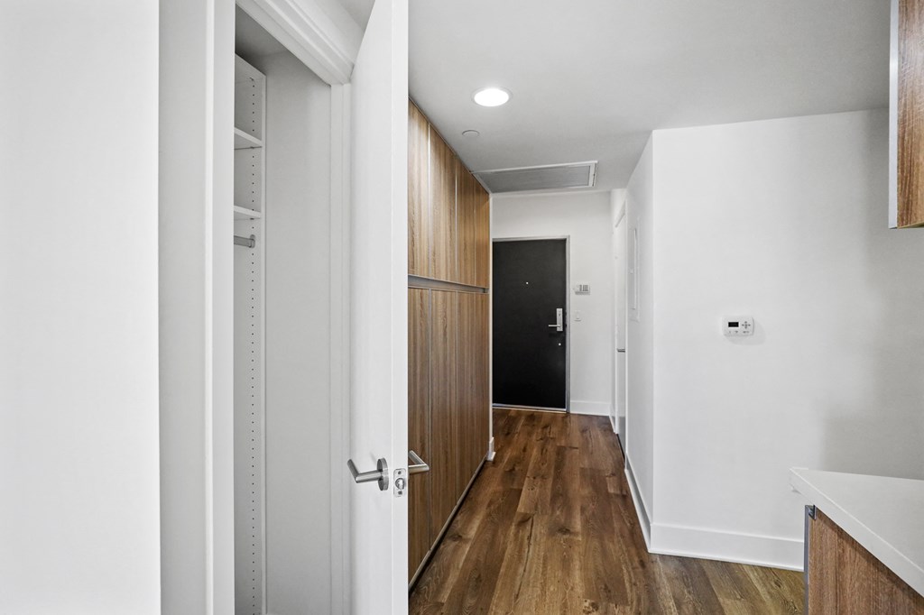 Hallway with Closet and Cabinet Storage