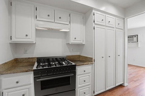 Kitchen with Stainless-Steel Stove and Ample Cabinet Storage