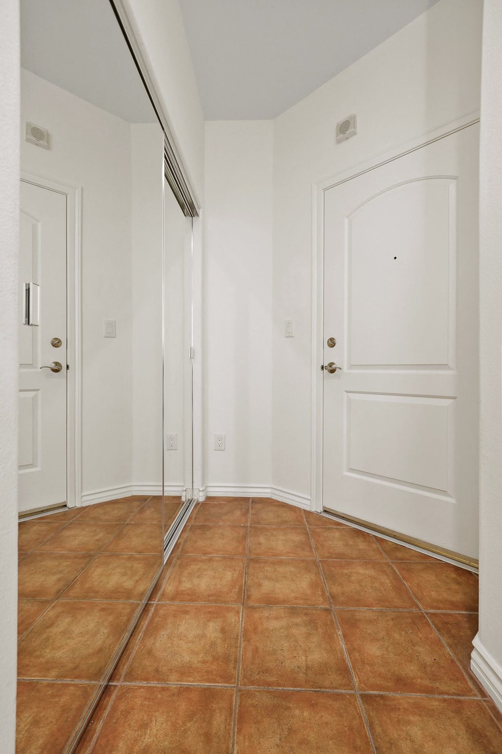 Entryway with Large Mirrored Storage Closet