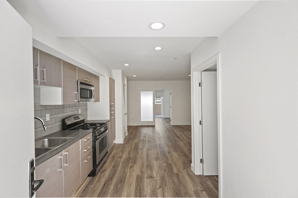 Open-Concept Kitchen with Vinyl Wood Flooring