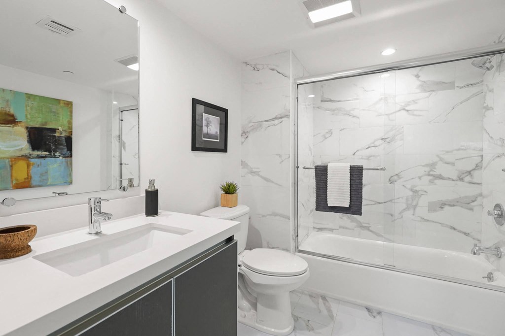 Bathrooms with Full-Size Bathtubs and Vanity Cabinet Storage