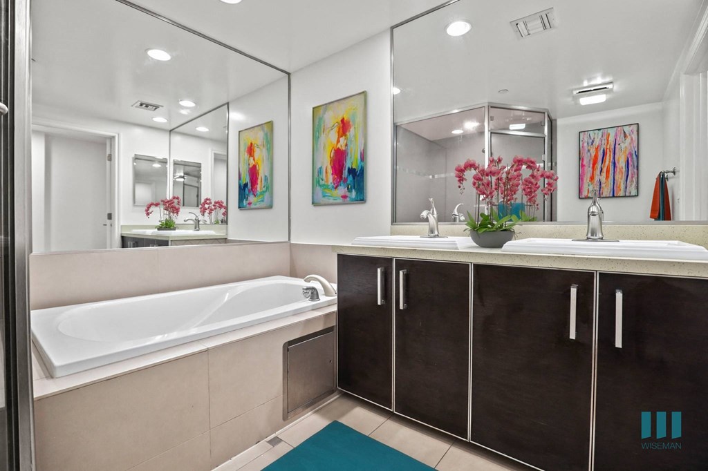 Bathroom with Double-Sink Vanity and Full-Size Bathtub